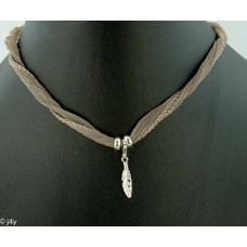 Feather with silk bracelet/necklace 
